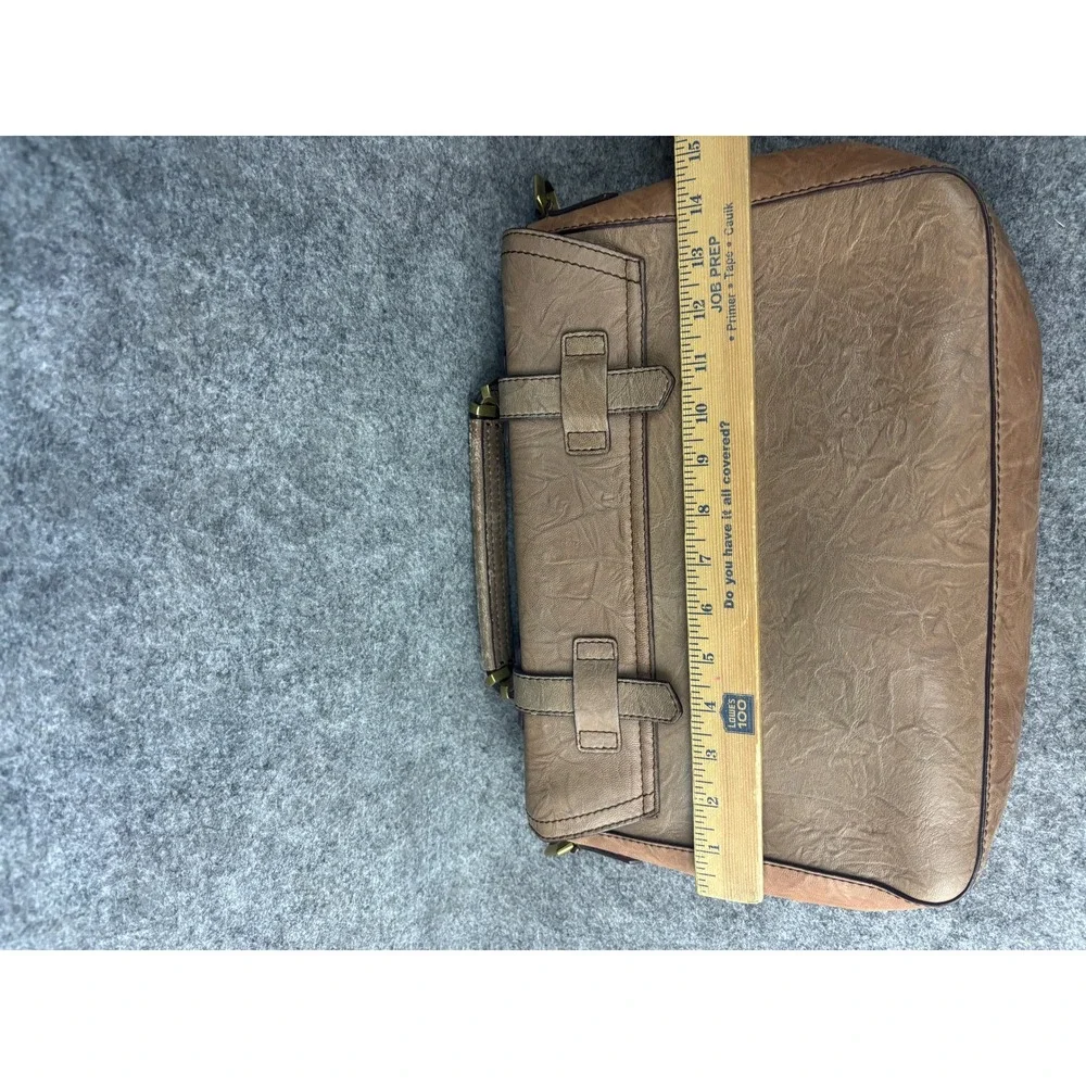 Oryany Satchel Bag Womens Medium Tan Leather Crinkled Flap Top Handle Handbag